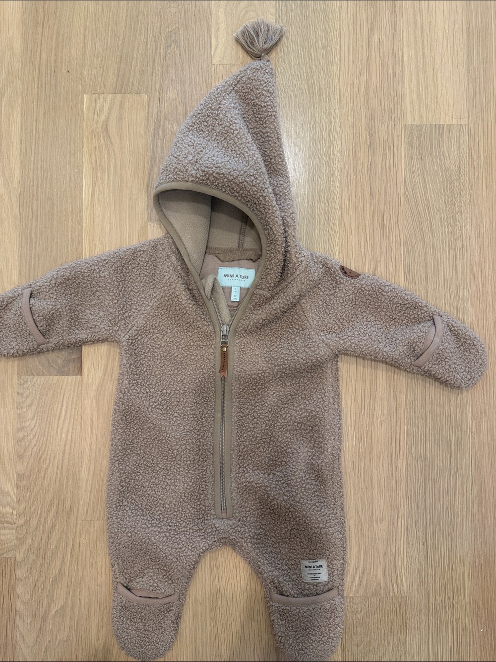 Mini A Ture Taupe Hooded Sherpa One-Piece